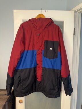 DC Men’s Colorblock Hooded Ski Jacket - Red/Blue/Black